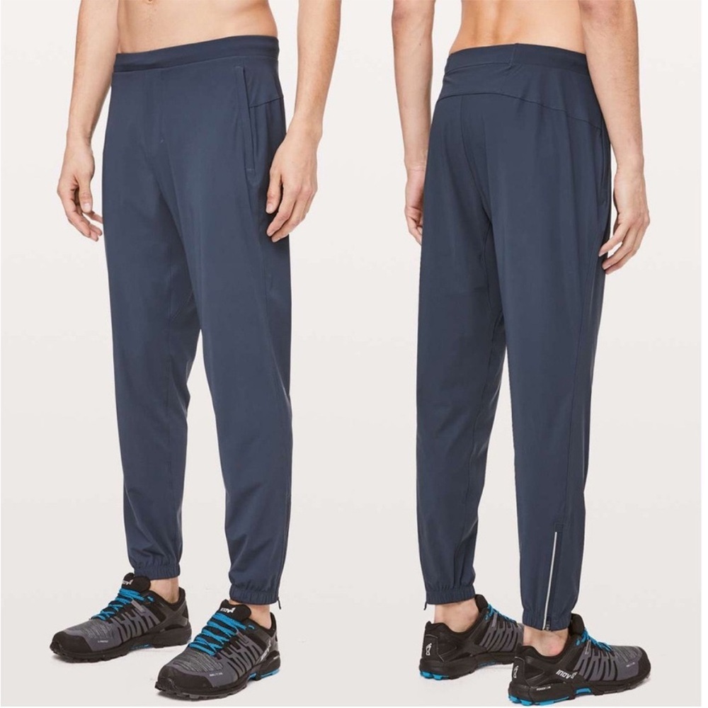 Lululemon Men’s Mach Blue Stretch Zipper Ankle Drawstring Surge Jogger Pants M